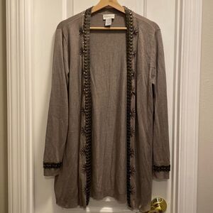 Soft Surroundings beaded trim detail cardigan size PL